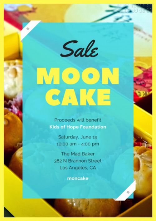 Mẫu poster Trung Thu dán cửa kính: Sale Moon Cake
