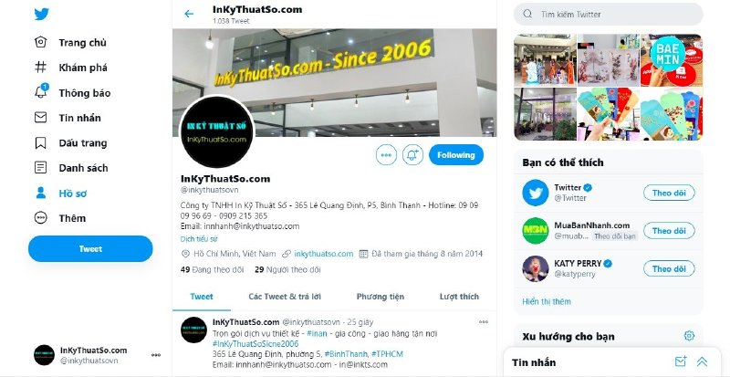 Trang Twitter của InKyThuatSo