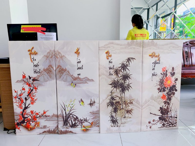 In tranh bộ Mai Lan Cúc Trúc - in canvas - In Kỹ Thuật Số Since 2006