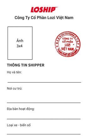 Thẻ tên Shipper Loship