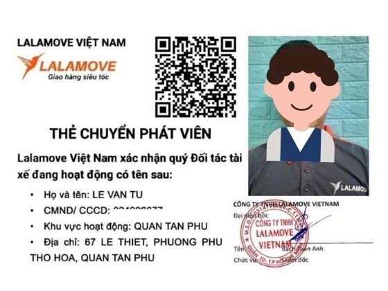 Thẻ tên Shipper Lalamove