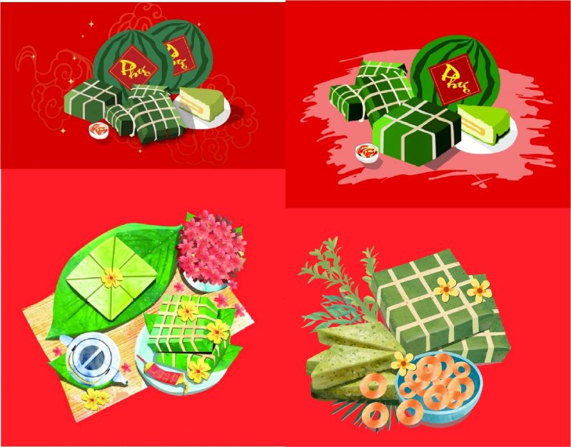 Mô hình bánh chưng bánh tét trang trí ngày tết Shopee Việt Nam