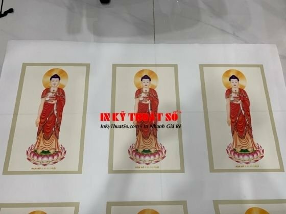 In tranh silk tượng Phật đẹp