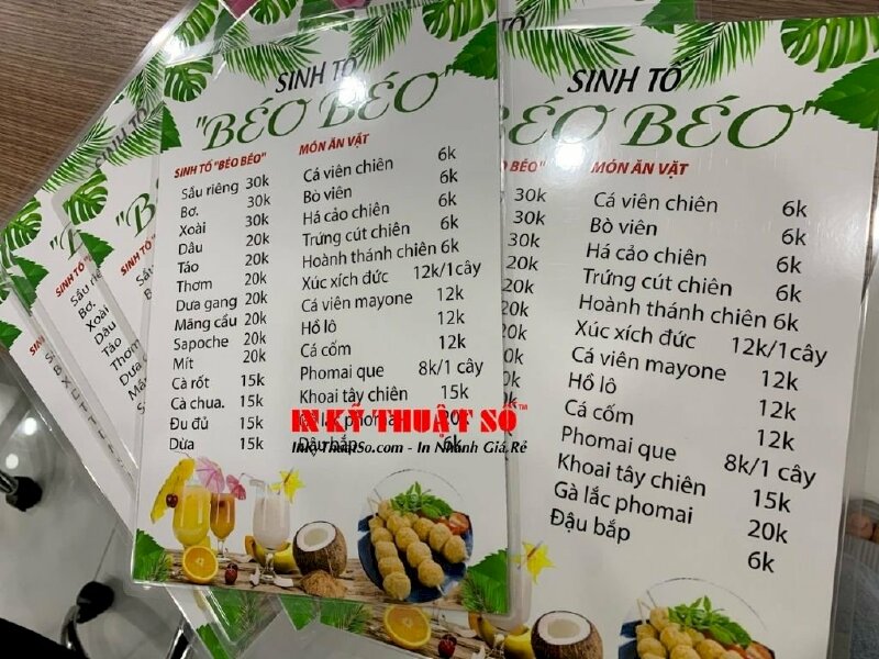 In menu ép plastic quán sinh tố - In Kỹ Thuật Số Since 2006 - Ảnh: 3