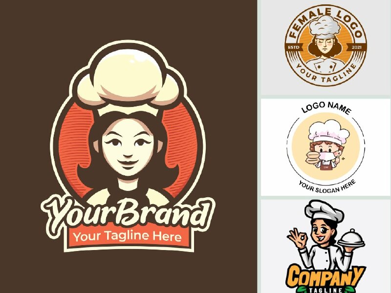 Tải mẫu logo đầu bếp nữ file vector AI, EPS, JPEG, JPG, SVG, PDF