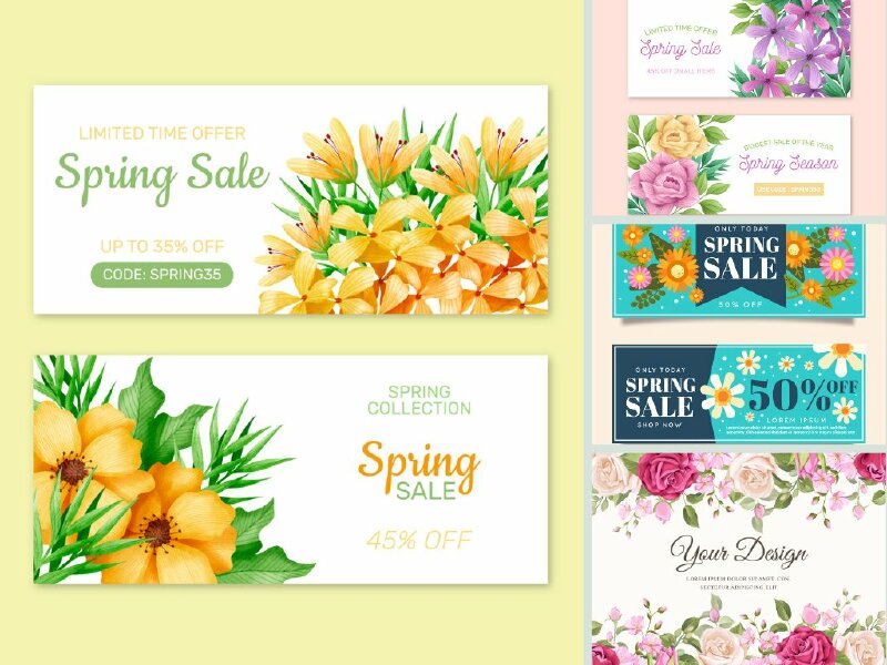 Mẫu Banner Hoa Đẹp File Vector Ai, Eps, Psd