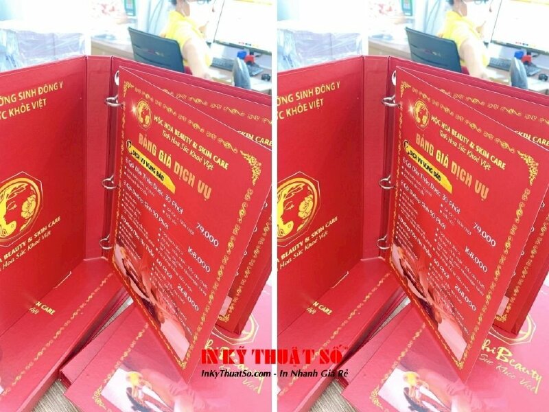 Đặt làm Menu spa để bàn - menu bảng giá spa dưỡng sinh, chăm sóc da dạng book, bìa còng - Ảnh: 3