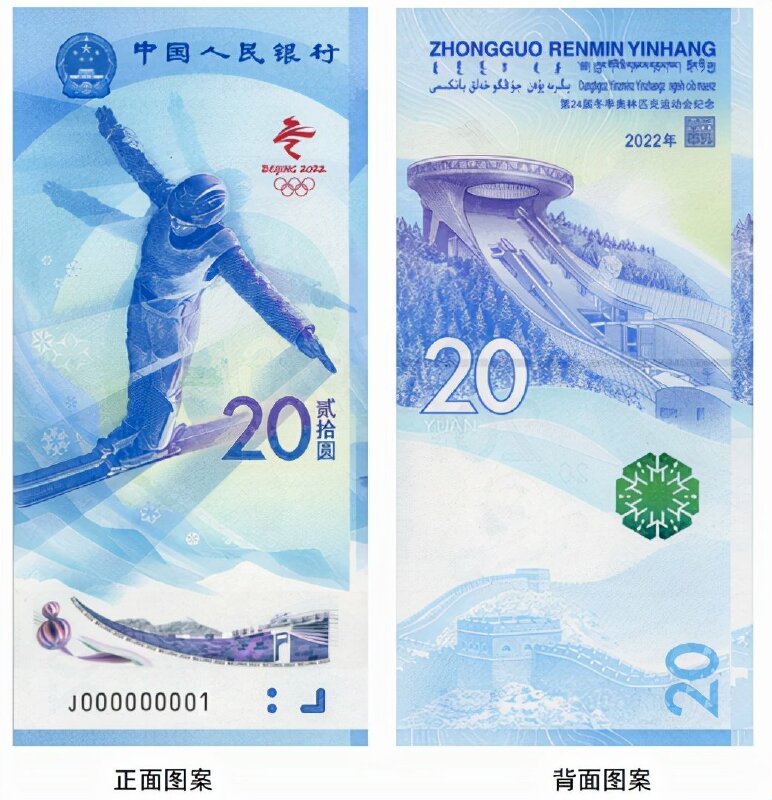 20 YUAN TRUNG QUỐC KỈ NIỆM OLYMPIC 2022 GIẤY COTTON
