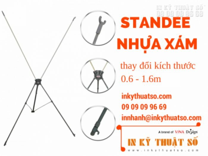 Mẫu standee nhựa xám thích hợp cho buổi khai trương cửa hàng