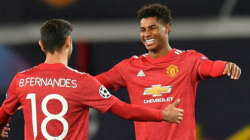 Ảnh Rashford 4K chia vui cùng đồng đội sau bàn thắng đầu tiên vào lưới Leipzig