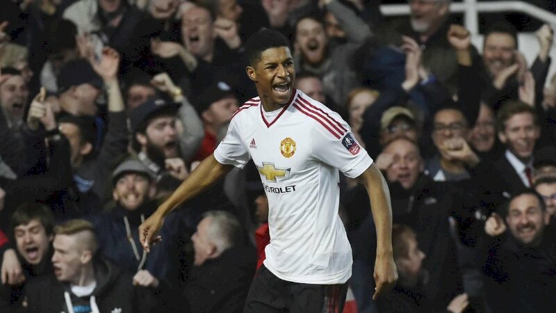 Ảnh Rashford 4K thể hiện niềm vui sau khi ghi bàn