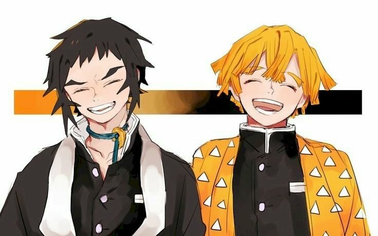Ảnh Zenitsu và Kaigaku hạnh phúc cười cợt tươi