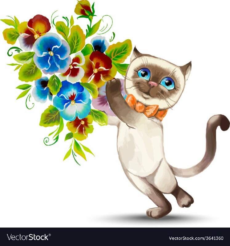 Ảnh mèo tặng hoa cute
