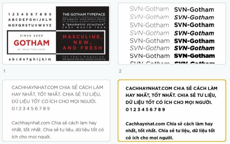 Tổng hợp bộ mẫu font Gotham tiếng Việt đẹp miễn phí