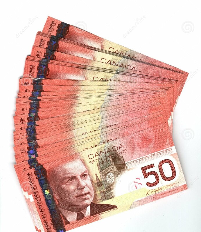 Hình ảnh xấp tiền tờ 50 đô Canada