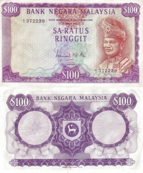 Hình ảnh 100 Ringgit Malaysia năm1964