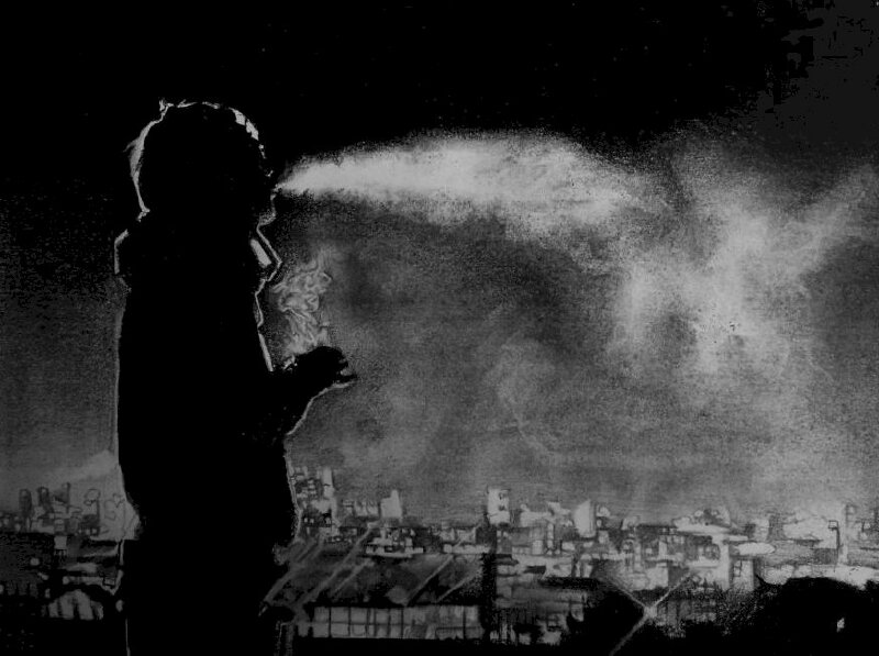 Avatar cô đơn nam đang hút thuốc nhả khói chất