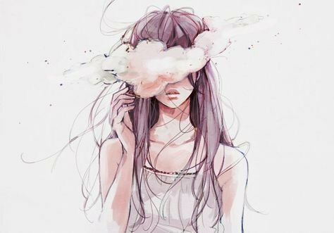 Ảnh anime che mặt bằng làn khói