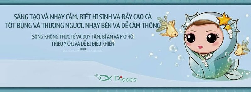 Ảnh bìa Chibi cung song ngư kèm chữ độc đáo