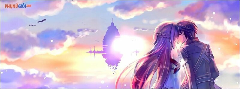 Ảnh bìa facebook đẹp tình yêu cặp đôi hôn nhau dưới mây