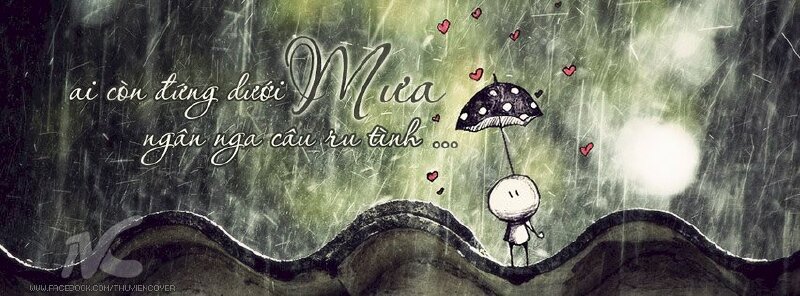 Ảnh bìa Facebook hoạt hình mưa lãng mạn