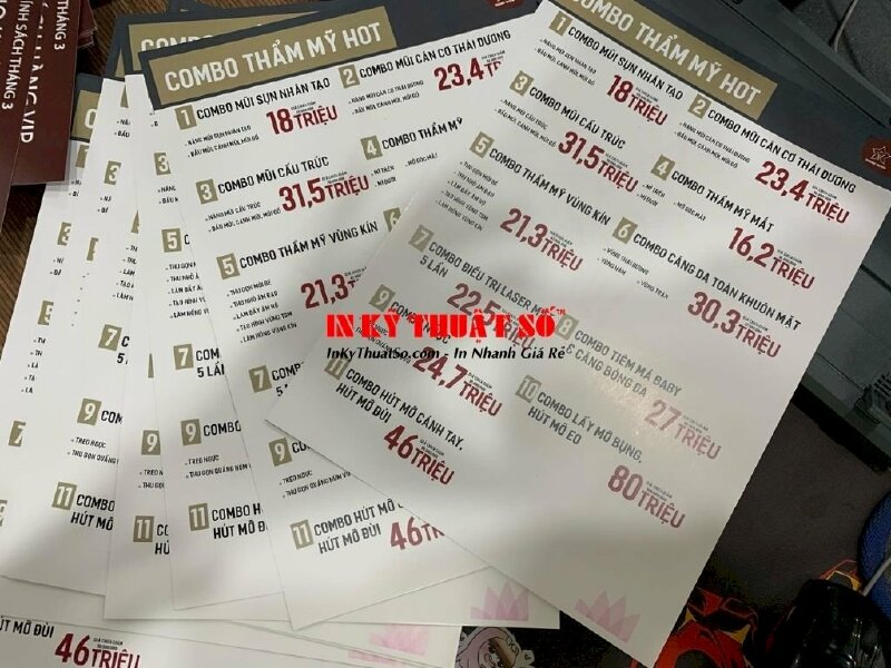 In bảng giá spa, siêu thị, cửa hàng - bảng giá in giấy A4, A3, A2, A1, A0 - Ảnh: 2
