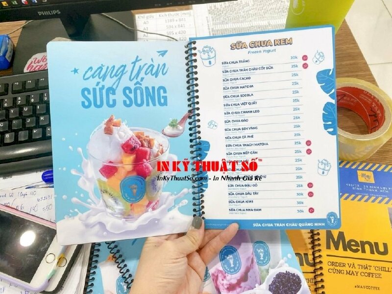 In menu nhựa quán sữa chua trân châu Quảng Ninh - In Kỹ Thuật Số Since 2006 - Ảnh: 2