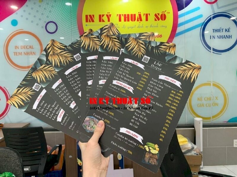 In menu nhà hàng, bìa nhựa, bìa cứng, nhanh, giá rẻ TPHCM
