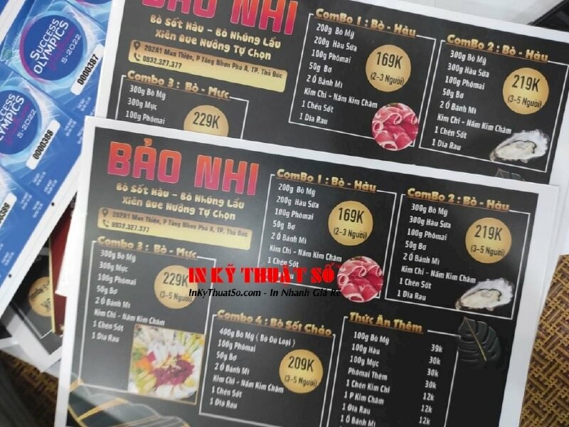 Gia công cán màng mờ menu - In Kỹ Thuật Số Since 2006