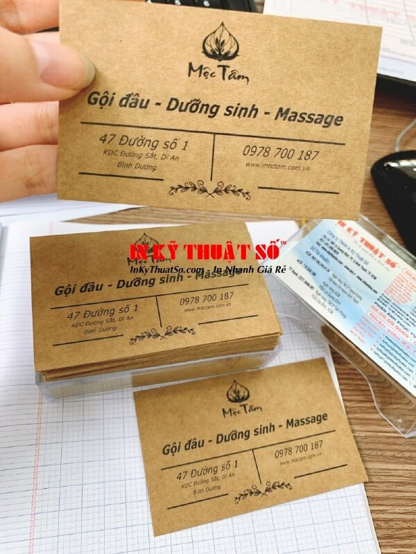 In name card giấy kraft nâu cứng - danh thiếp giấy kraft, card visit giấy kraft 2 mặt - In Kỹ Thuật Số Since 2006 - Ảnh: 2