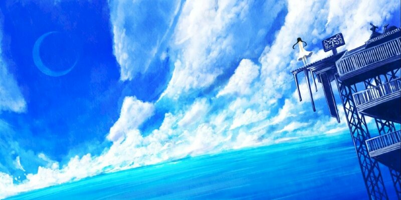 Hình nền bầu trời và biển xanh dương anime
