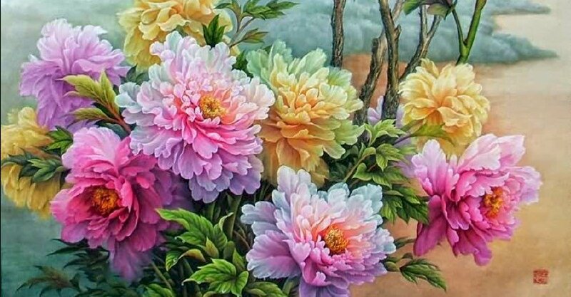 Ảnh bìa tranh vẽ ảnh bìa hoa mẫu đơn 3D