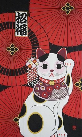 Hình nền điện thoại mèo thần tài Nhật Bản thu hút tài lộc