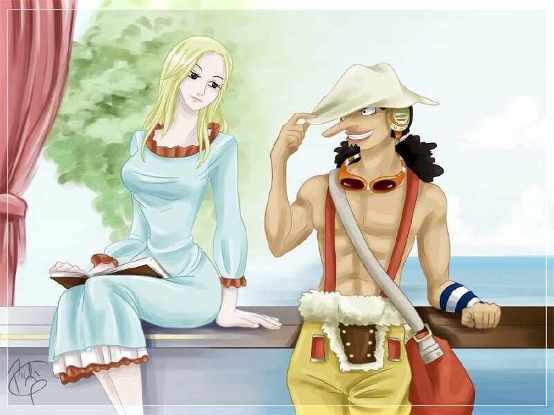 Ảnh Usopp và Kaya ngồi bên khung cửa sổ