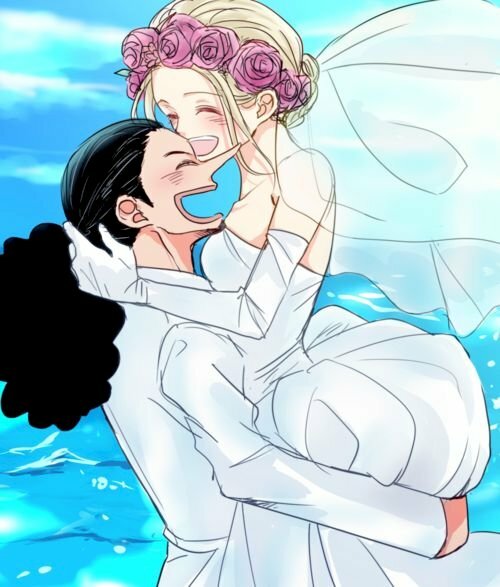 Ảnh cặp One Piece Usopp và Kaya trong trang phục áo cưới