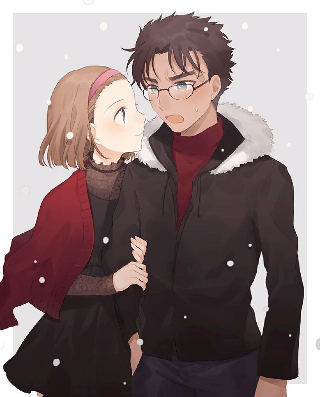 Ảnh Kyogoku Makoto thì thầm vào tai Suzuki Sonoko