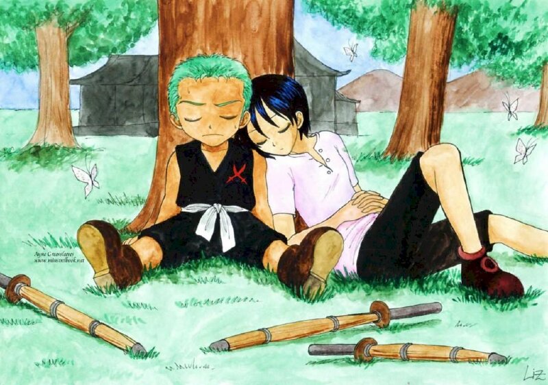 Ảnh cặp One Piece Zoro và Tashigi thời thơ ấu