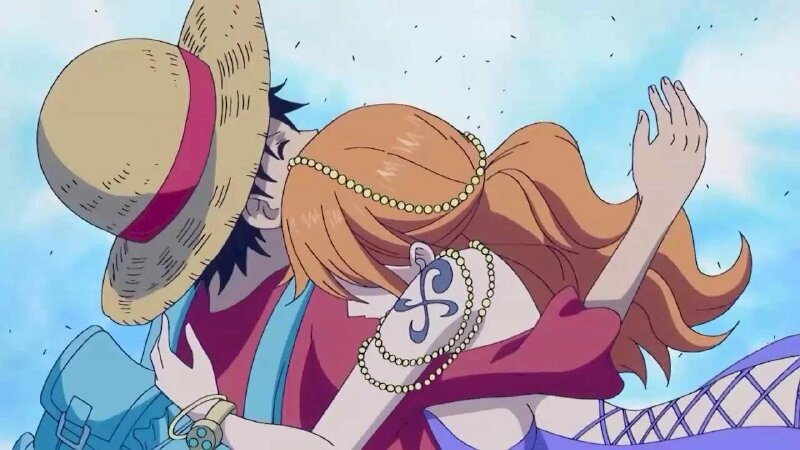 Ảnh Nami ôm Luffy