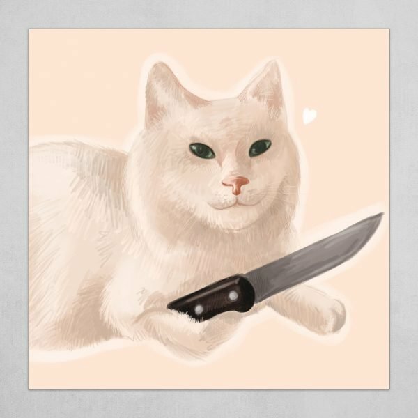 Hình hình ảnh con cái mèo ở núm dao hài hước