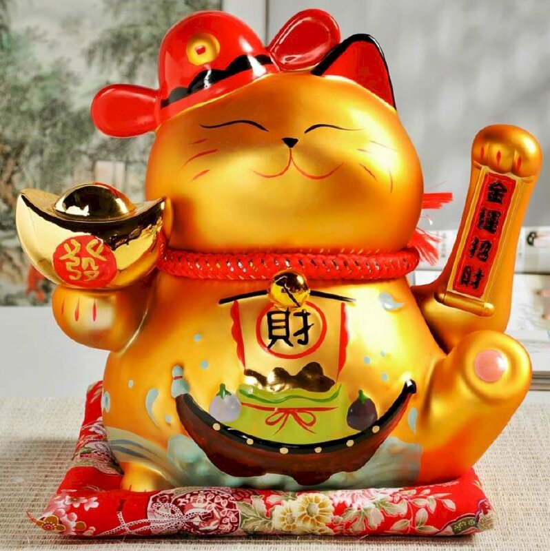 Hình ảnh mèo vàng thần tài dễ thương