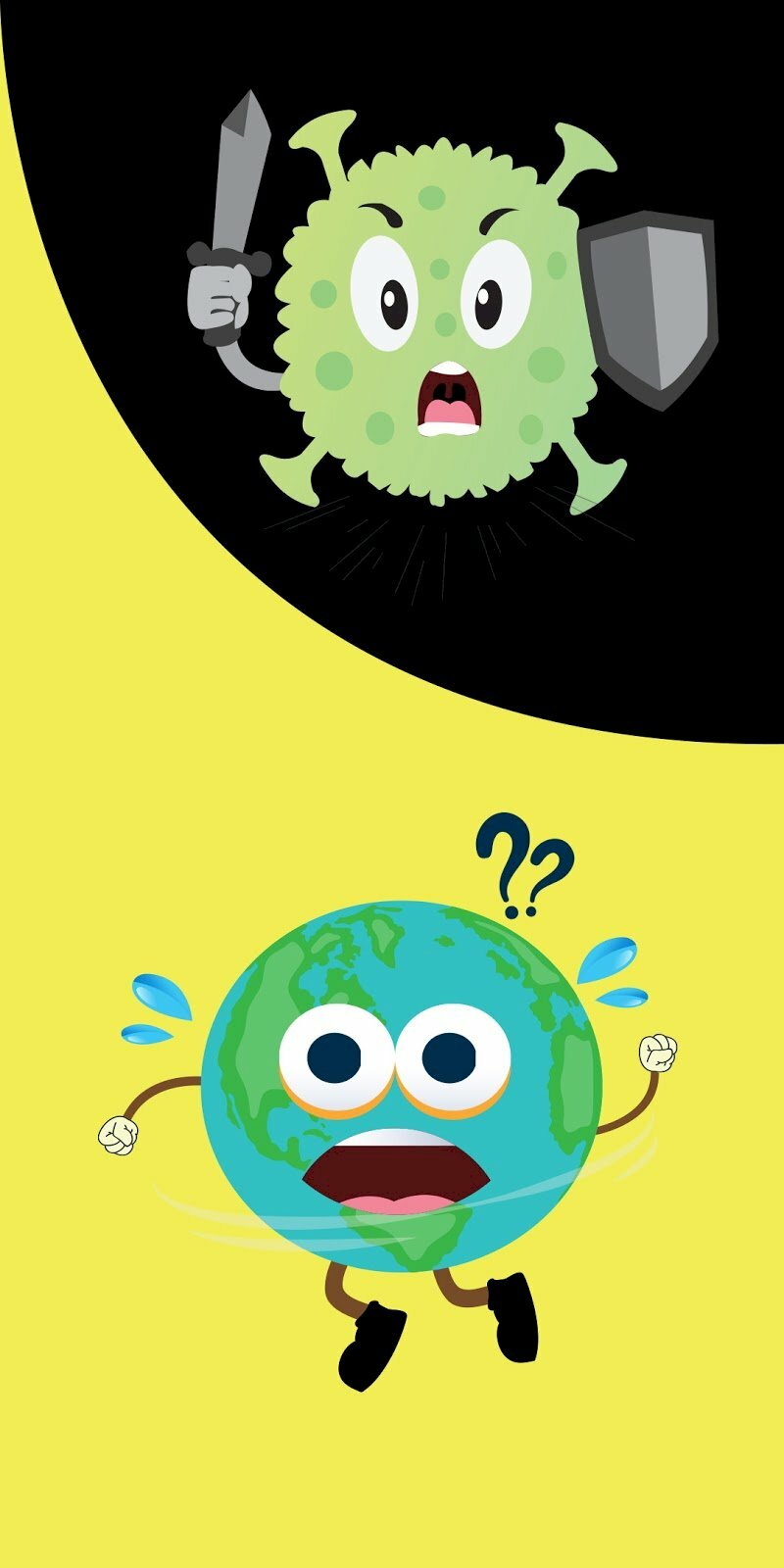 Hình nền điện thoại dễ thương trái đất bị virus corona tấn công