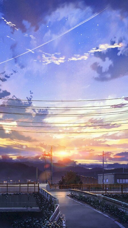 Hình nền điện thoại anime cảnh mặt trời dần ló dạng