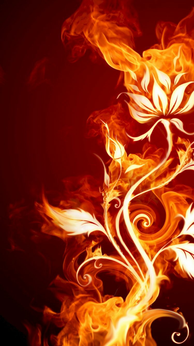 Hình nền điện thoại mệnh hỏa hình ảnh ngọn lửa tạo hình cành hoa thật đẹp