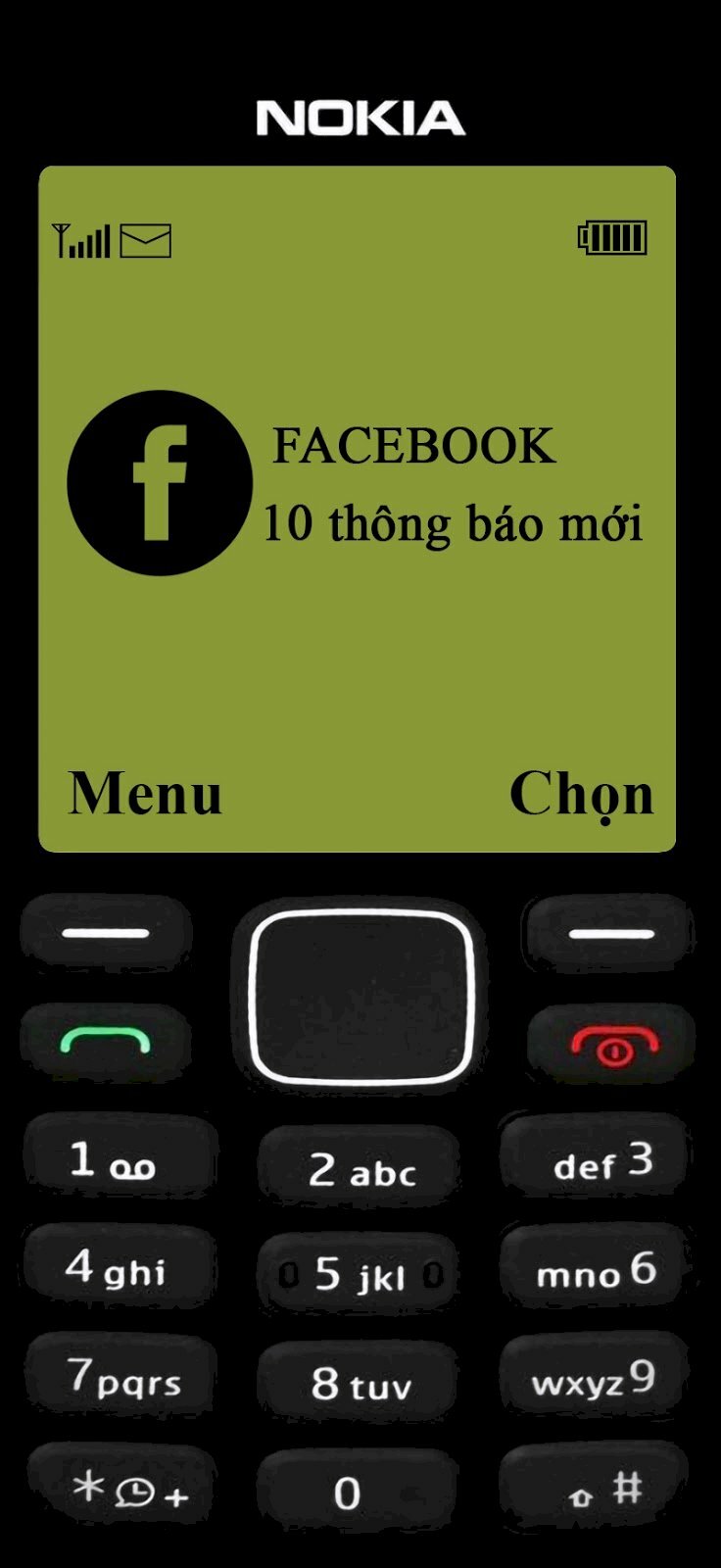 Hình nền Nokia 1280 với màn hình thông báo của Facebook