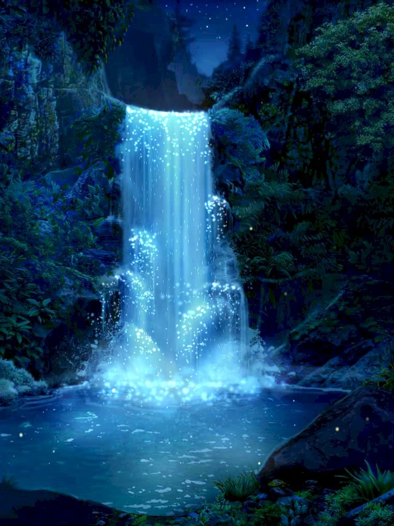 Friedlich fallender Wasserfall Desktop-Hintergrund Faszinierende Zuschauer