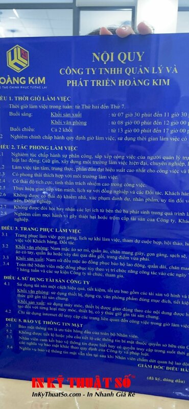 In bảng nội quy mica - In Kỹ Thuật Số Since 2006
