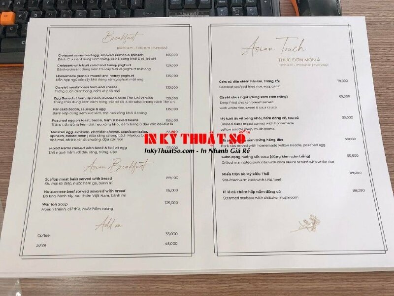In menu giấy Econo 300gsm cán mờ 2 mặt - In Kỹ Thuật Số Since 2006 - Ảnh: 2