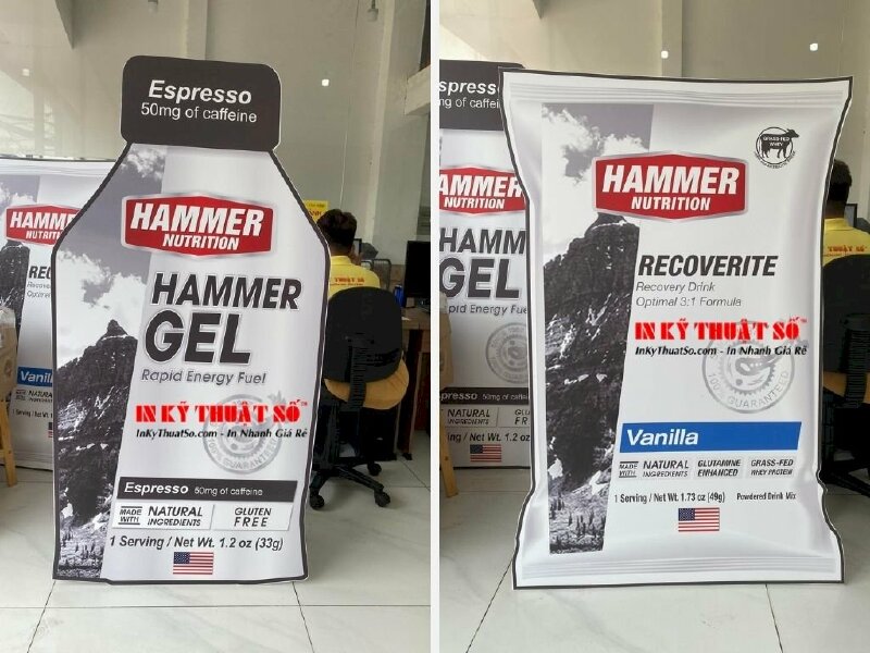 In standee mô hình thực phẩm chức năng - in PP cán format cắt CNC - In Kỹ Thuật Số Since 2006