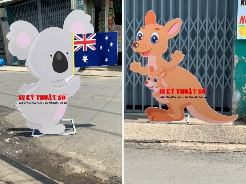 Standee mô hình - Mockup hình thú Kangaroo & Koala