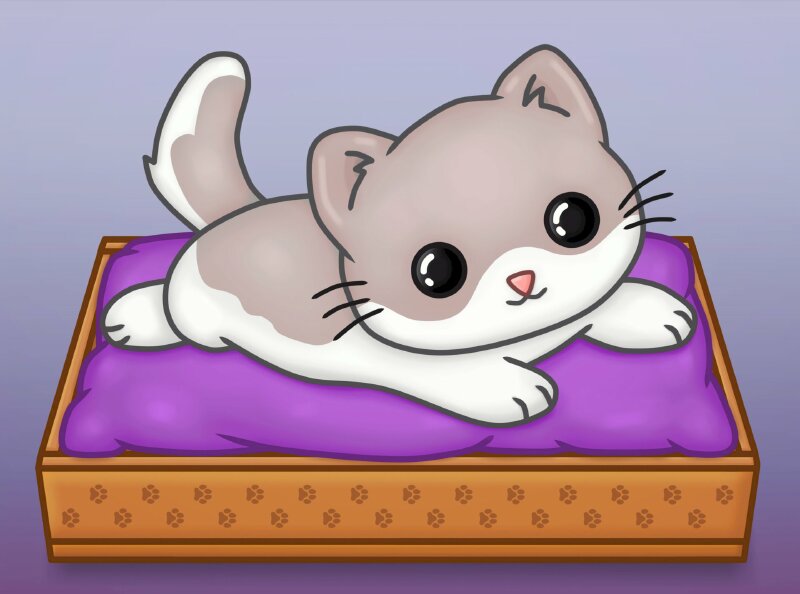 Hình ảnh mèo hoạt hình nằm trong ổ cute